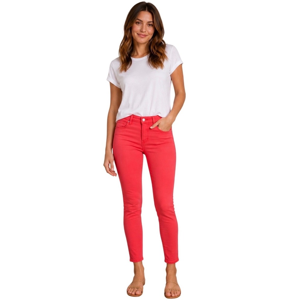 L'AGENCE Marguerite High Rise Skinny Jeans in Coral Cotton Blend Size 26